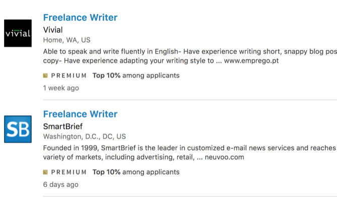 Job info from LinkedIn Premium
