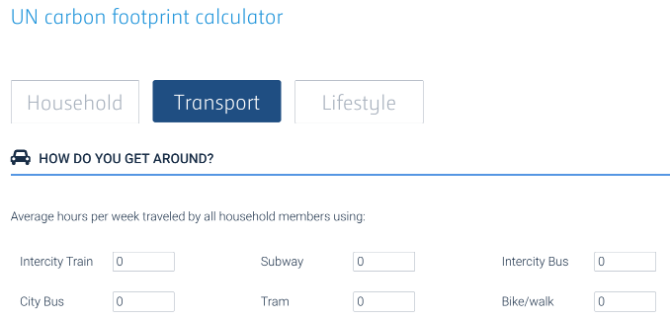 UN's Official Carbon Footprint Calculator varies values based on your home country