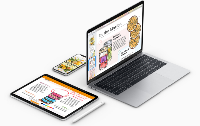 Apple devices using iWork office suite