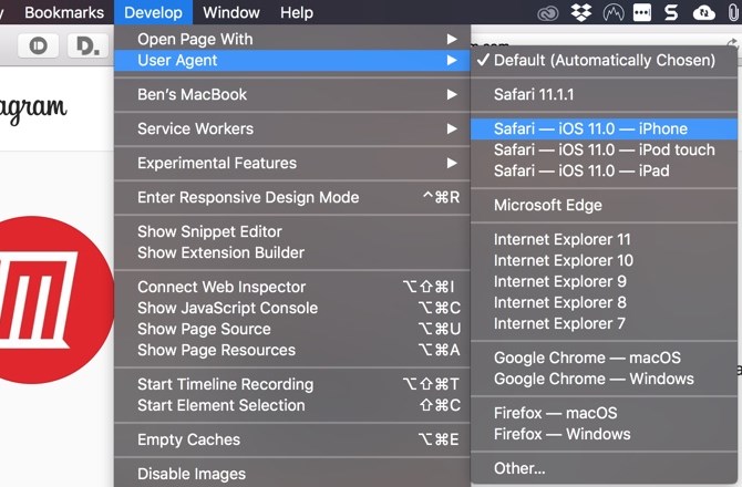 Safari Change User Agent