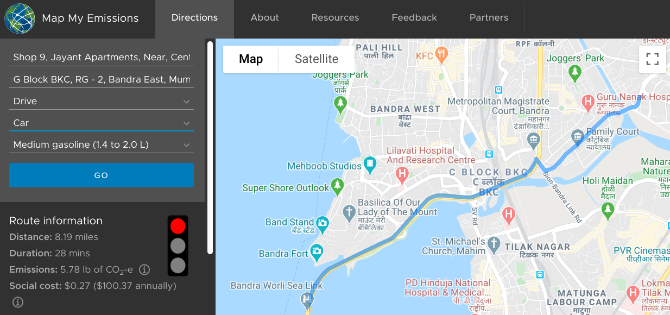 Calculate your daily commute's carbon footprint with Map My Emissions