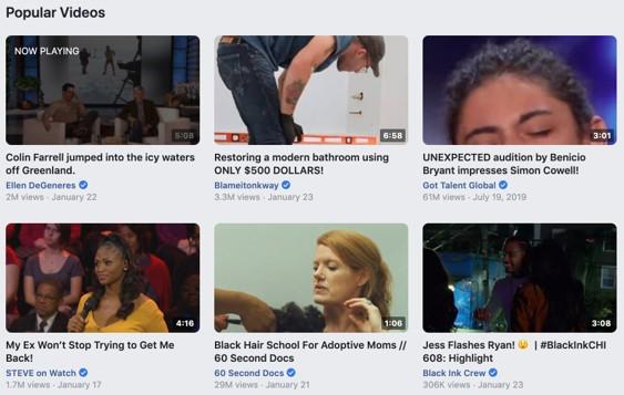 Facebook video views example: popular video s