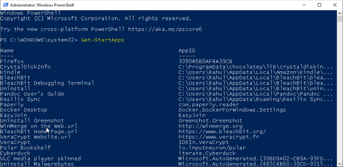 get application ID with powershell