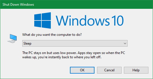 Shut Down Windows Dialog