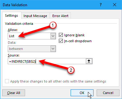 create dropdown list in excel