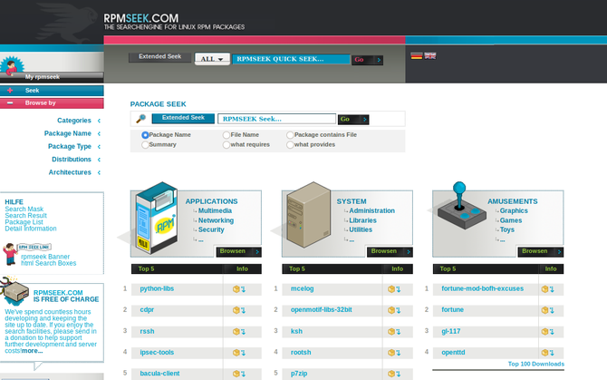 Download DEBs or RPMs from RPM Seek