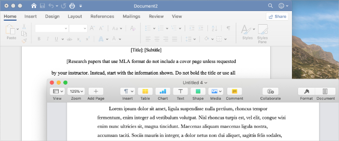 Microsoft Office vs Apple iWork user interface
