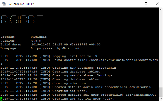 Screenshot of RigidBit running on our Raspberry Pi.