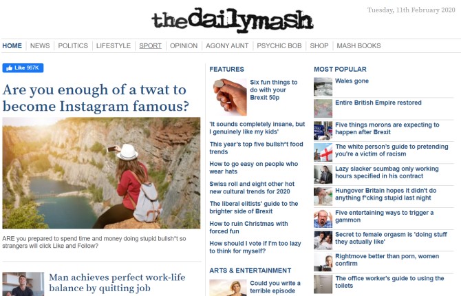 The Daily Mash Funny News Sites