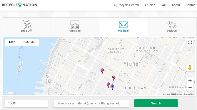 recyclenation recycling map