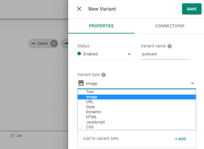 Set variant content for A/B testing on twik