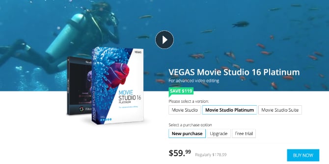 VEGAS Movie Studio pricing options