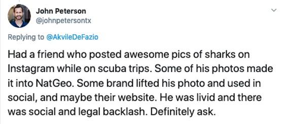tweet about asking for permission using UGC on Instagram