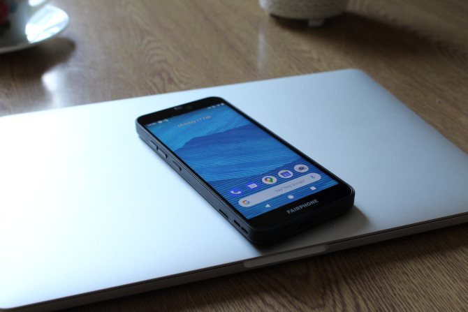 Fairphone 3 with the display unlocked