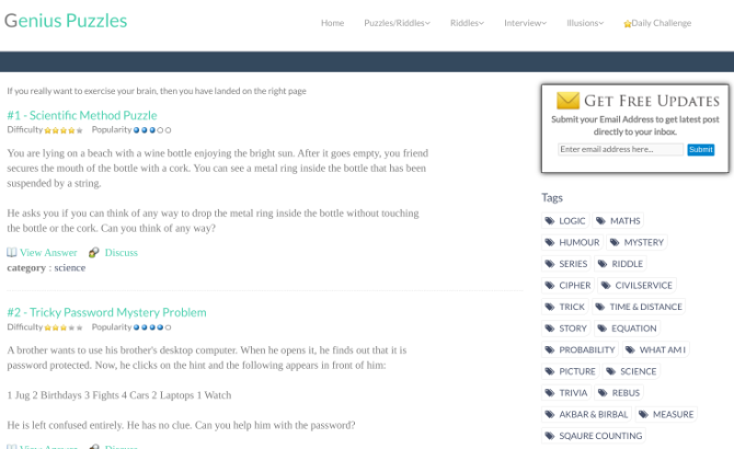 Find interview riddles and puzzles from top tech startups at Gpuzzles