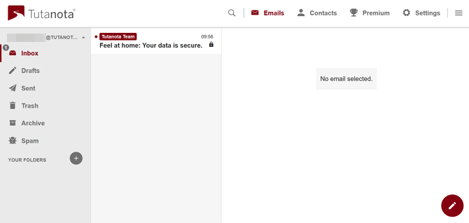 Tutanota Secure Email inbox