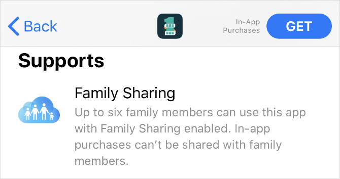 App Store showing Family Sharing support in Information section