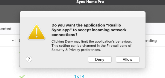 accept or deny connection dialog box