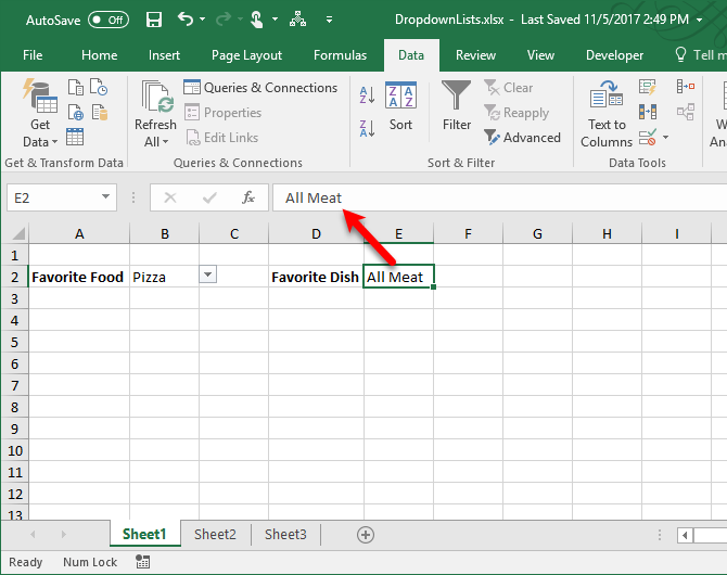 create dropdown list in excel