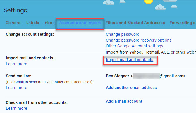 Gmail Import Account