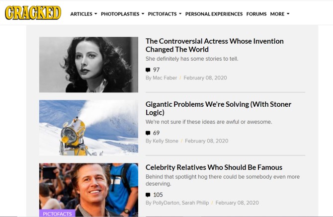 Cracked Funny News Sites
