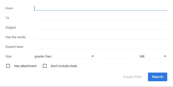 Gmail Filter Options