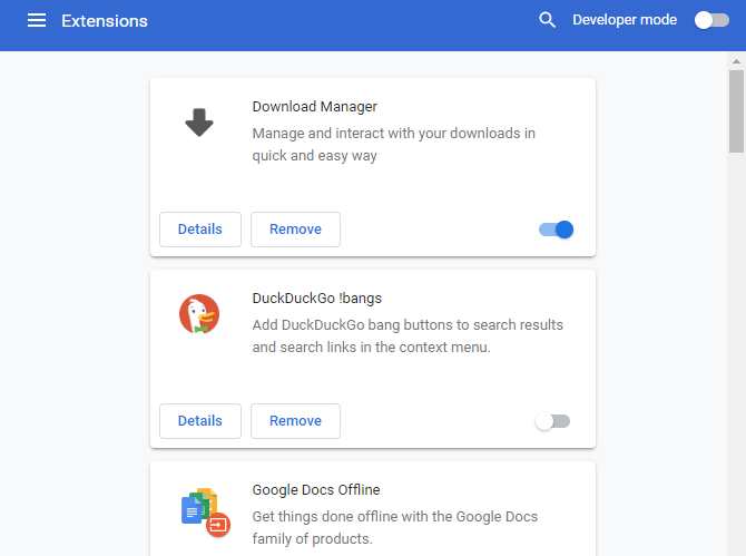 Chrome Extensions Menu