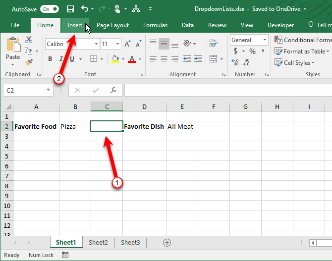 create dropdown list in excel