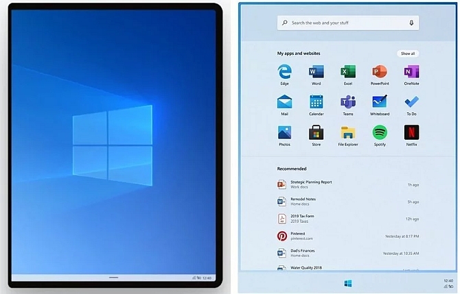 windows 10x start menu live tiles