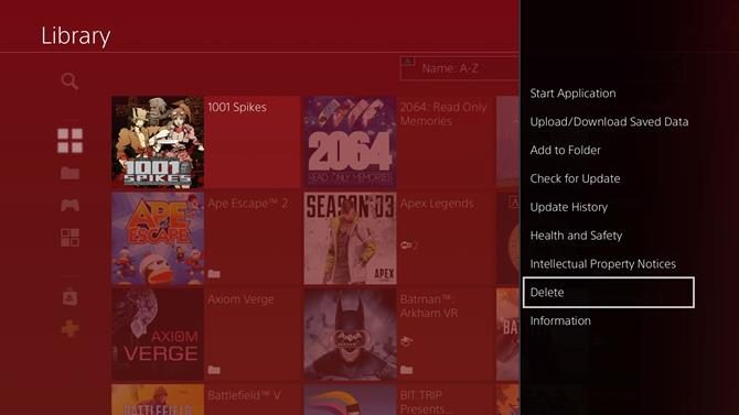 PS4 Delete Game