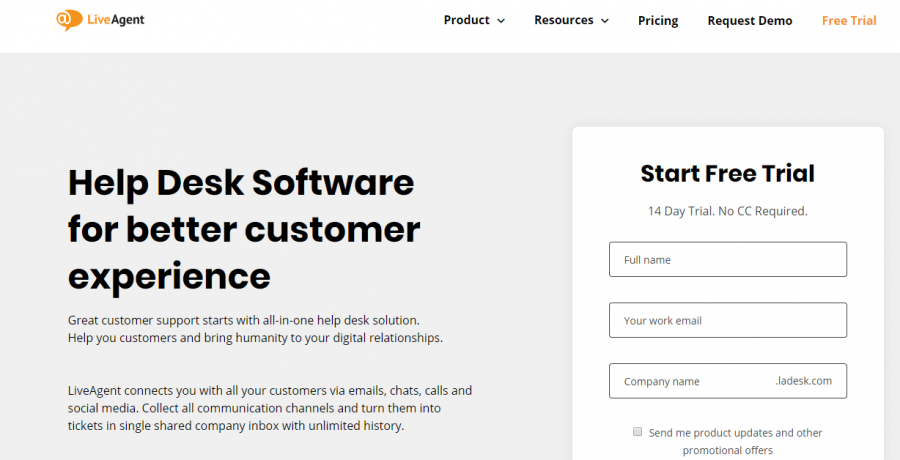 Liveagent top help desk software