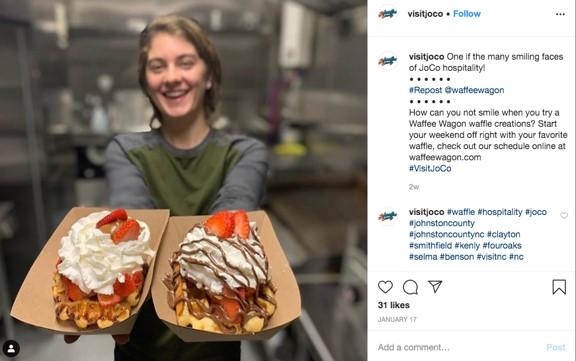 an Instagram post from the Johnston County Visitors Bureau