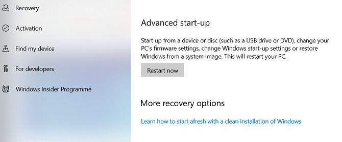 windows advanced startup