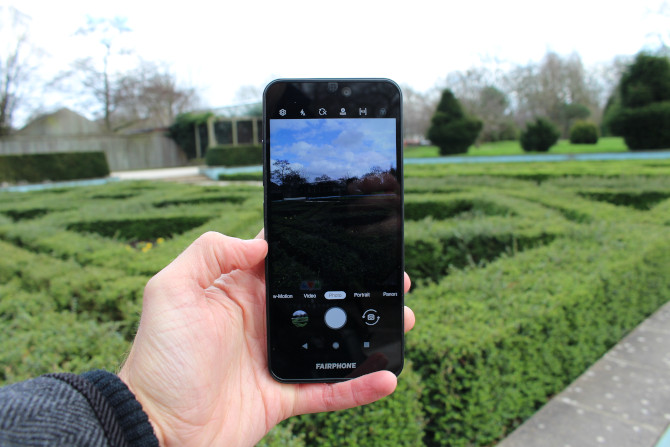 Fairphone 3 with the camera on