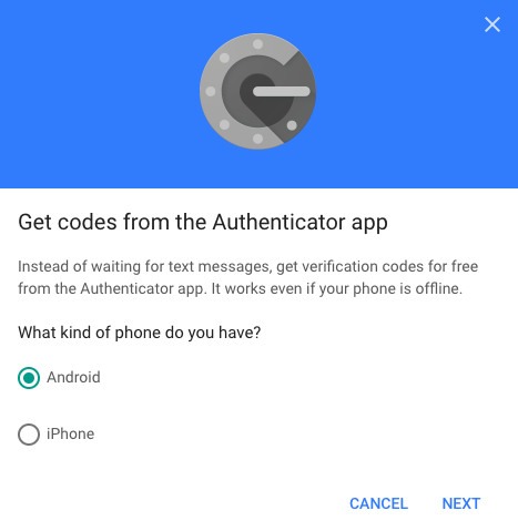 Google Authenticator new phone type