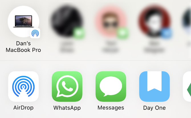 iPhone Share Sheet with AirDrop option