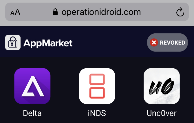 Operation iDroid Alternative App Store in Safari