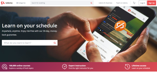 The Udemy website