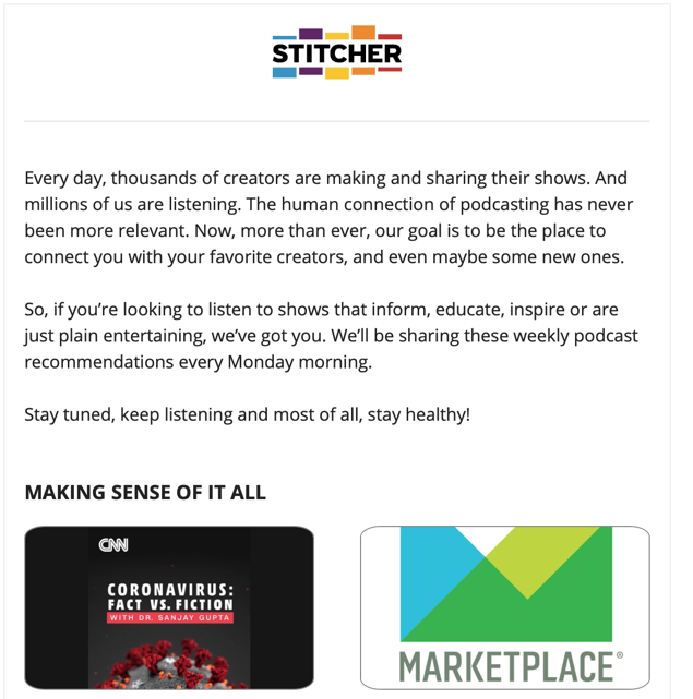 marketing copywriting during COVID 19 stitcher