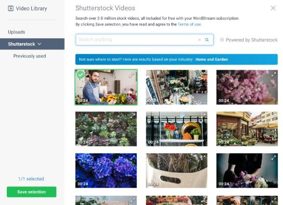 New Shutterstock video library in WordStream Advisor
