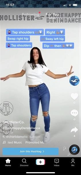 TikTok advertising example, Hollister ad