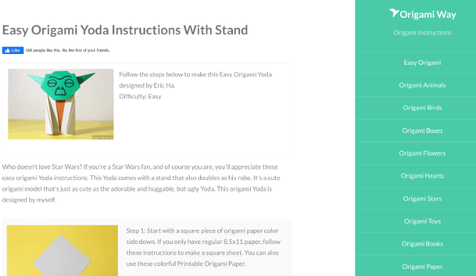 Origami Way offers simple and easy origami projects for beginners and children