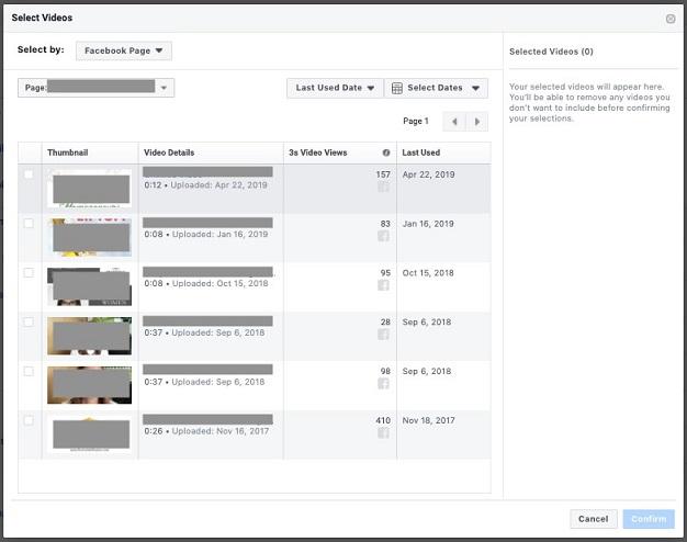 Facebook video marketing campaign objective options