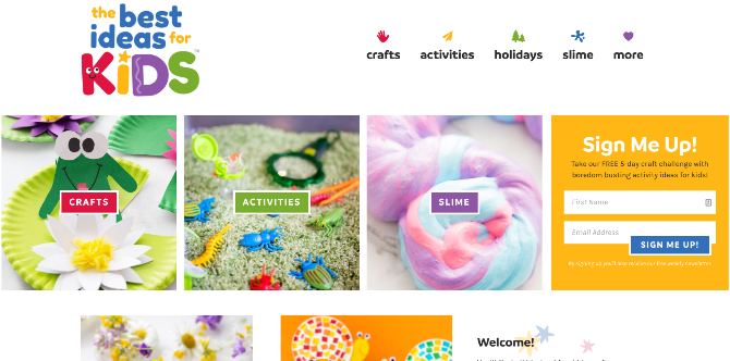 The Best Ideas for Kids is a simple repository of arts, crafts, and activities