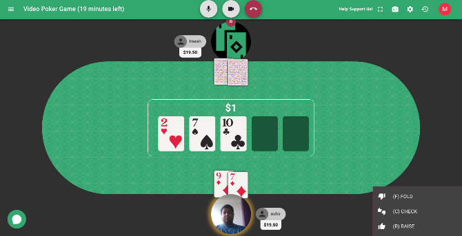 Play poker with friends online over a video call at Poker-In-Place