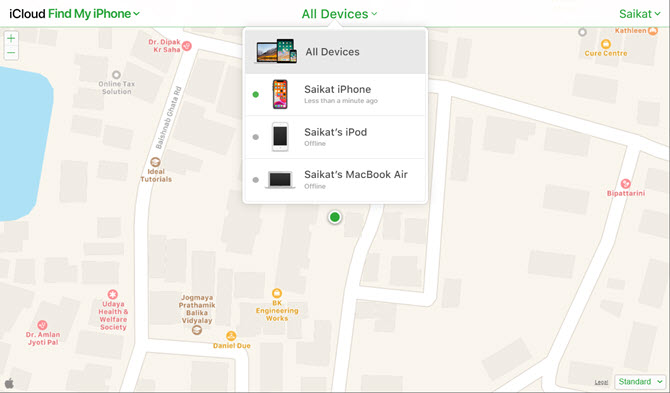 Sign into iCloud Find My iPhone Screen
