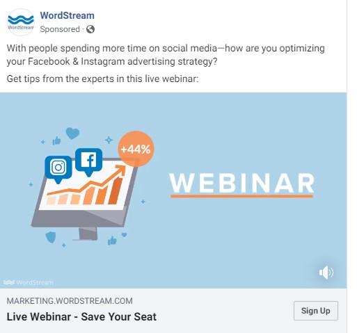 webinar marketing Facebook ad example