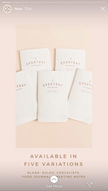 Instagram Story Highlights on Letterfolk's Story with "See More" swipe