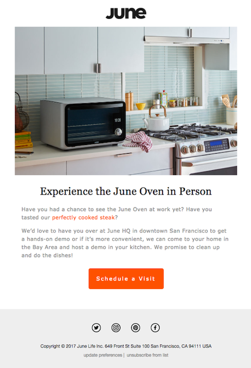 email marketing automation email demo example june