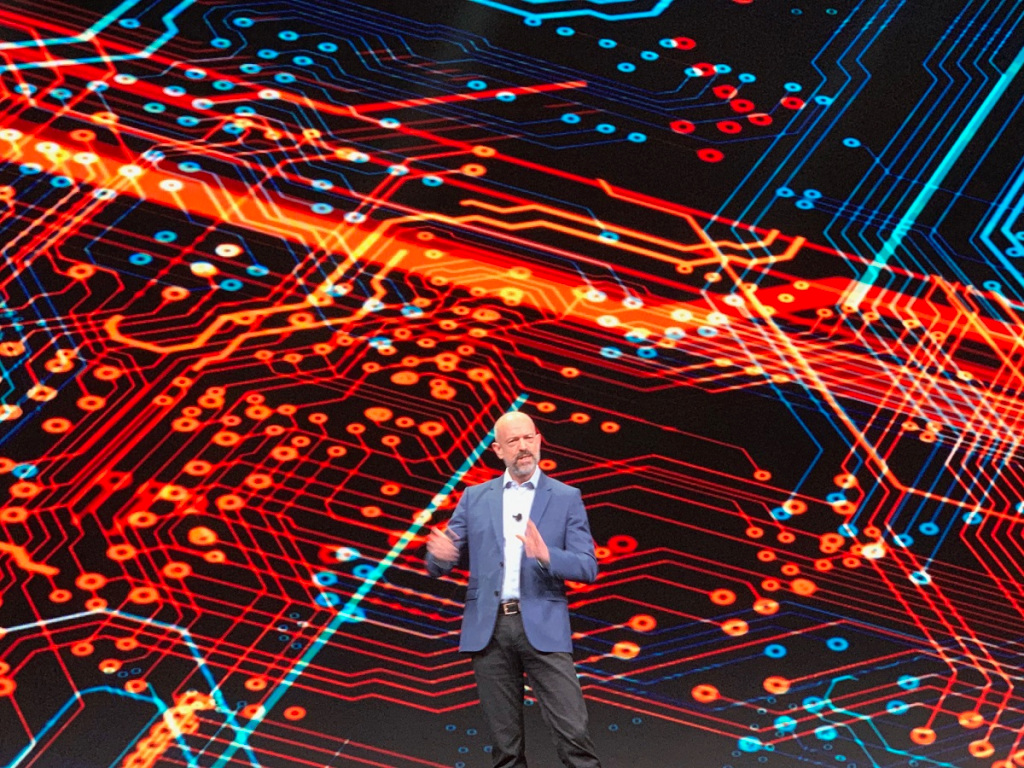 Simon Segars, CEO of Arm, onstage at Arm TechCon 2019.